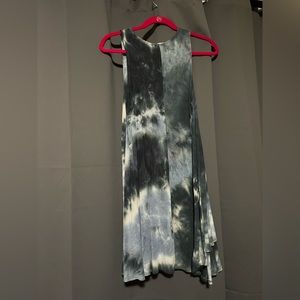 Blue green and gray tie-dye mini dress